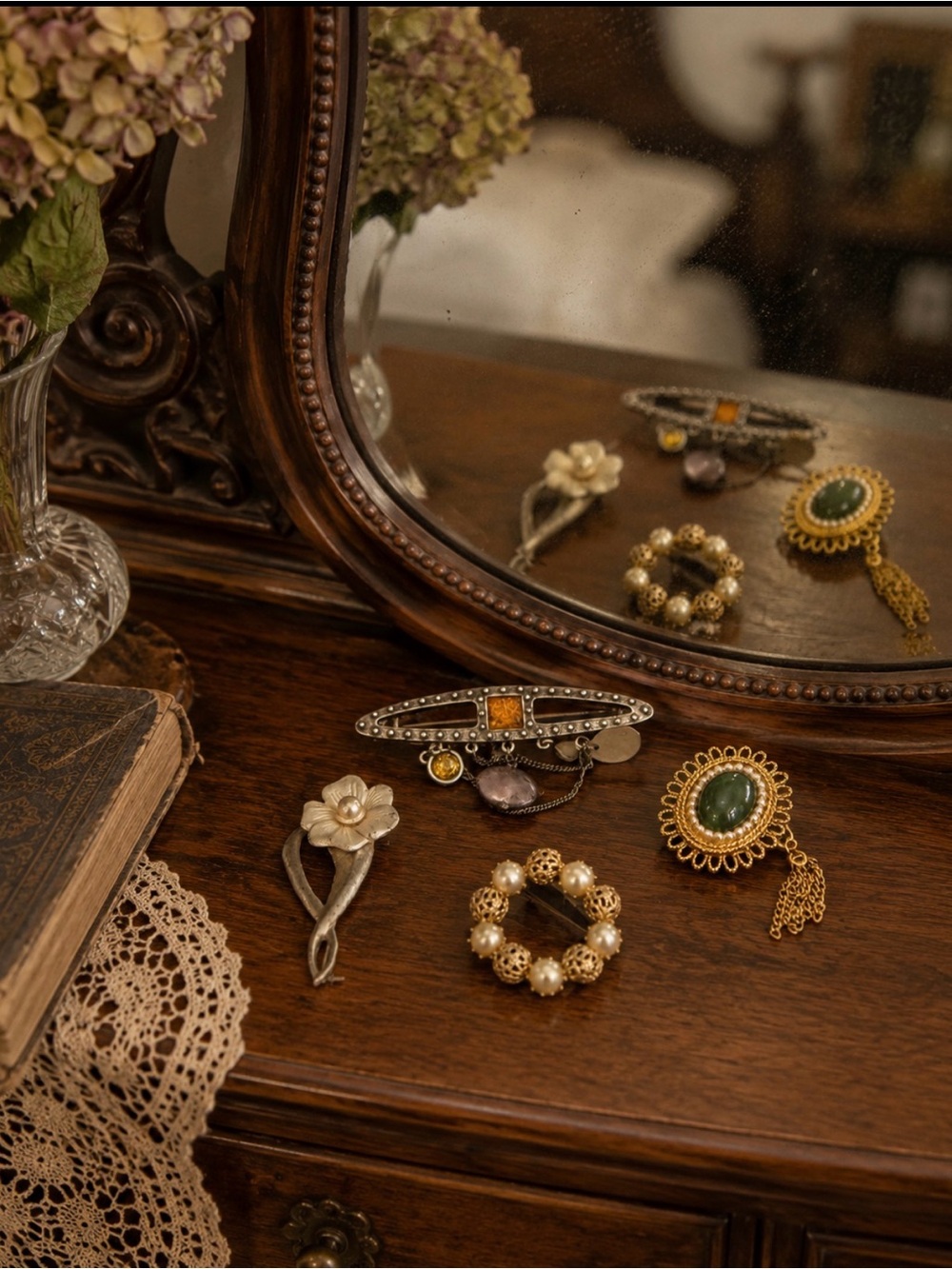 Vintage brooch collection. All costume jewelry